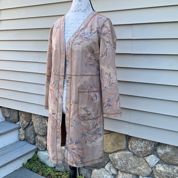 Solitaire Nude Filagree Open Front Faux Suede Jacket - Picture 3 of 14